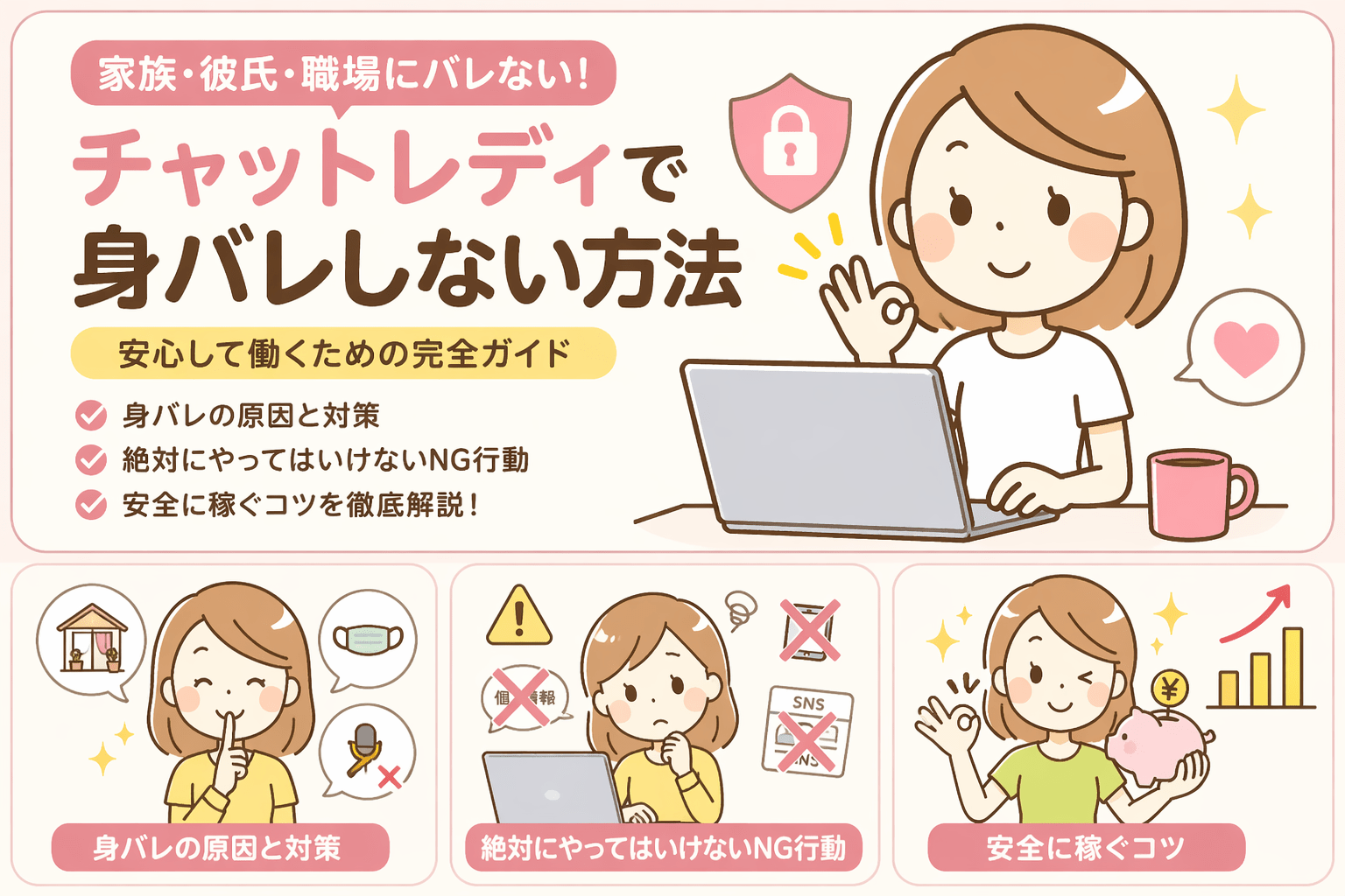 チャットレディで身バレしない方法｜家族・彼氏・職場に知られない対策